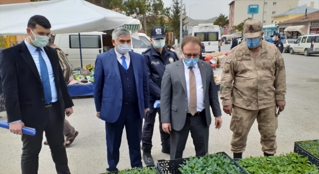 Ulaş Kaymakamı Nayman ve Belediye Başkanı İlbey, semt pazarında Kovid19 tedbirlerini denetledi