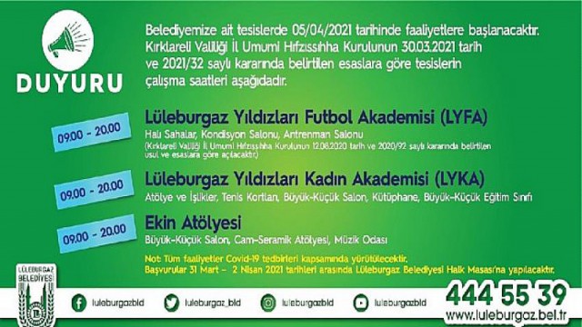 Lüleburgaz Belediyesi’nin tesisleri açılıyor