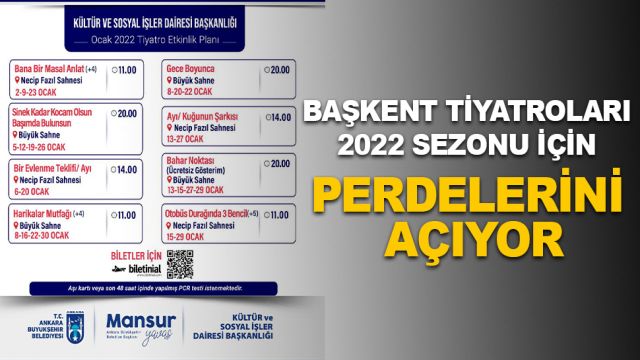BAŞKENT TİYATROLARI 2022 SEZONU İÇİN PERDELERİNİ AÇIYOR