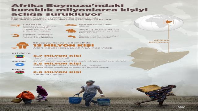 Afrika Boynuzu'ndaki kuraklık milyonlarca kişiyi açlığa sürüklüyor
