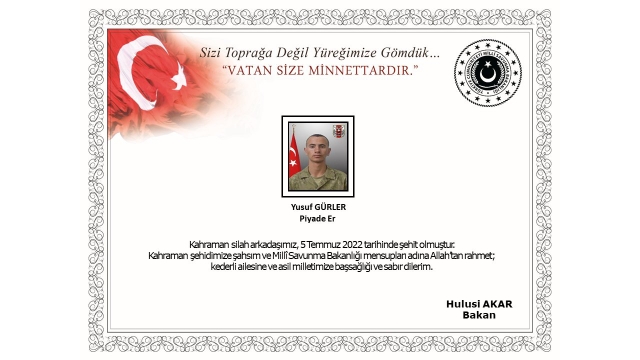 KAZADA AĞIR YARALANAN ASKER ŞEHİT OLDU