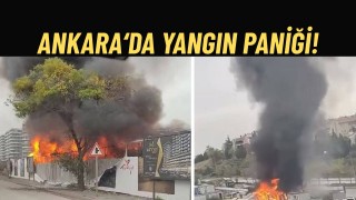 Ankara’da Alevler Şantiyeyi Sardı 5 Konteyner Kullanılamaz Hale Geldi